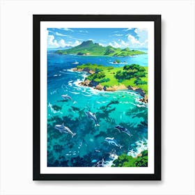 Dolphins In The Sea 2 Art Print