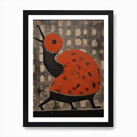 Snail, Woodblock Animal Drawing 4 Art Print