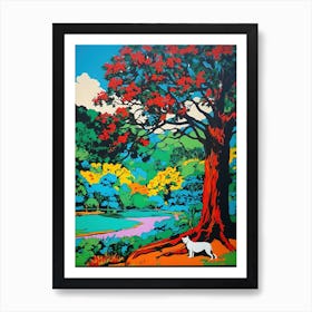 A Painting Of A Cat In Royal Botanic Gardens, Kandy Sri Lanka In The Style Of Pop Art 02 Art Print