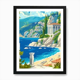 Greek Villa On The Beach Art Print