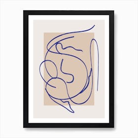 Abstract Blue Line Art 3 Art Print