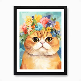 Exotic Shorthair Cat With A Flower Crown Painting Matisse Style 1 Art Print