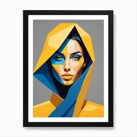 Geometric Woman Portrait Pop Art Fashion Yellow (5) Art Print