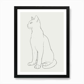 Cat Drawing Monoline Artistic Minimalist Art Print