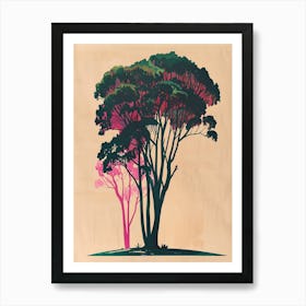 Mahogany Tree Colourful Illustration 4 Art Print