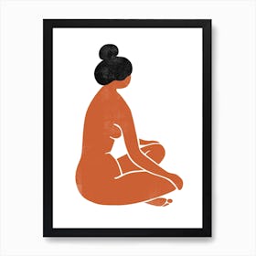 Sitting Girl Nude Art Print