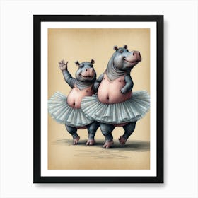 Ballerina Hippo 1 Art Print