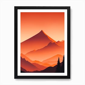 Misty Mountains Vertical Composition In Orange Tone 310 Art Print