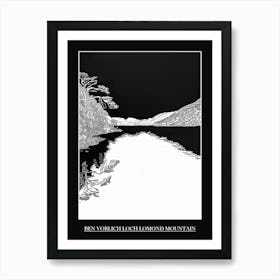 Ben Vorlich Loch Lomond Mountain Line Drawing 3 Poster Art Print