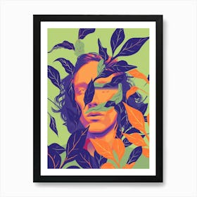 Leaves And Man Art Print