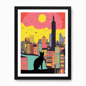 Frankfurt, Germany Skyline With A Cat 0 Art Print