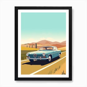 A Alfa Romeo Giulia In The Tuscany Italy Illustration 4 Art Print