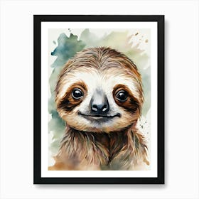 Sloth Watercolor Painting Art Print