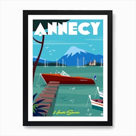 Lac D Annecy Poster Blue Poster