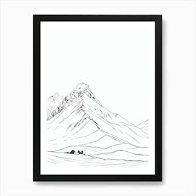 Masherbrum Pakistan Line Drawing 6 Art Print