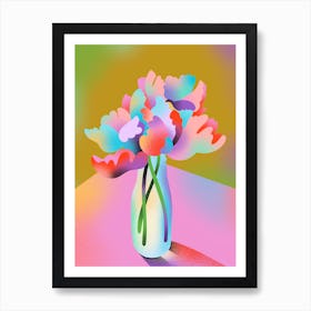 Parrot Tulips In Glass Vase Art Print