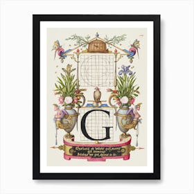 Guide For Constructing The Letter G From Mira Calligraphiae Monumenta, Joris Hoefnagel Art Print