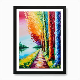 Colorful Trees By The Lake Art Print