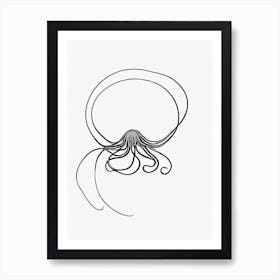 Bioluminescent Octopus Black & White Drawing Art Print