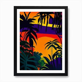 Jungle Geometric Sunset Art Print