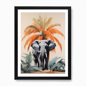 Elephant 2 Tropical Animal Portrait Art Print