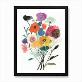 Ranunculus 1 Collage Flower Bouquet Art Print