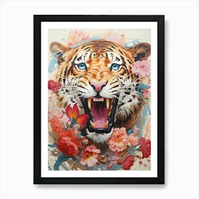 Tiger With Flowers 3 Art Print