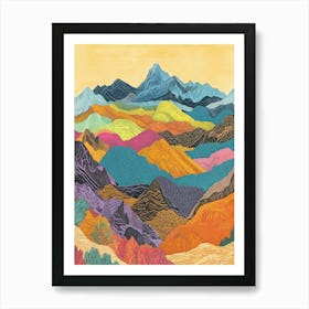 Colourful Mountain Illustration Poster Art Print 26 Art Print