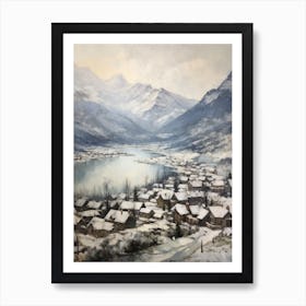 Vintage Winter Painting Banff Canada 4 Art Print