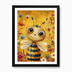 Andrena Bee Storybook Illustration 30 Art Print