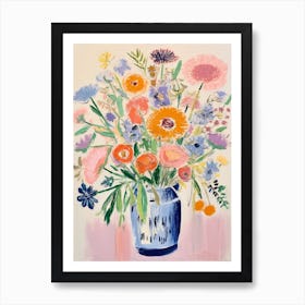 Flower Painting Fauvist Style Scabiosa 2 Art Print