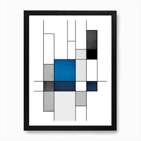 Blue Grey Mondrian No 464 Art Print
