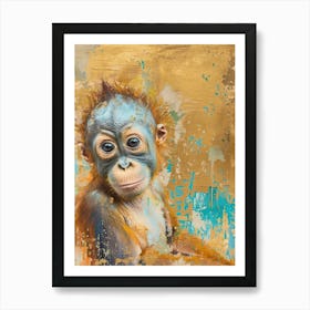 Baby Orangutan Gold Effect Collage 4 Art Print