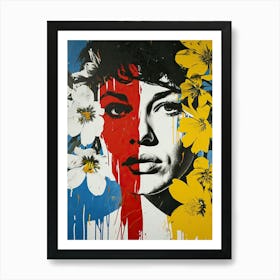 Woman With Flowers, Pop Art 1 Art Print