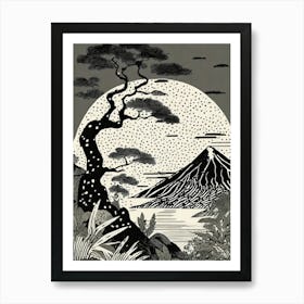 Moon Over Mt Fuji Art Print