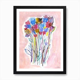 Abstract Pink Flowers Art Print