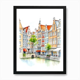 Watercolor Sketch Of A City Art Print