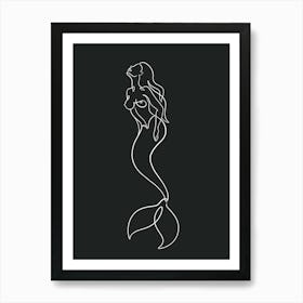 Mermaid Abstract One Line Dark Art Print