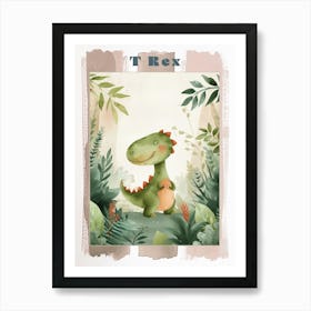 Cute T Rex Dinosaur Illustration 3 Poster Art Print