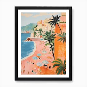Atrany, Amalfi Coast   Italy Beach Club Lido Watercolour 1 Art Print