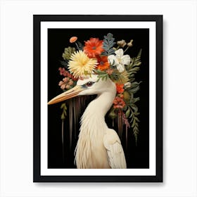 Bird With A Flower Crown Egret 3 Art Print