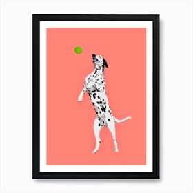 Dalmatian and ball, dog, animal, illustration, wall art Art Print