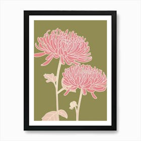 Pink & Green Chrysanthemum 1 Art Print