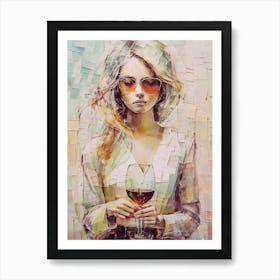 Mysterious Woman With A Glass Of Wine 2 Art Print