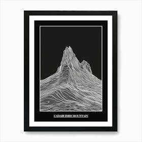 Cadair Idris Mountain Line Drawing 1 Poster Art Print