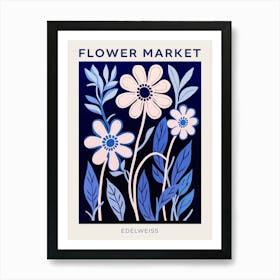 Blue Flower Market Poster Edelweiss 3 Art Print