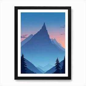 Misty Mountains Vertical Composition In Blue Tone 157 Art Print