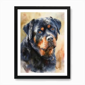 Rottweiler Watercolor Painting 3 Art Print