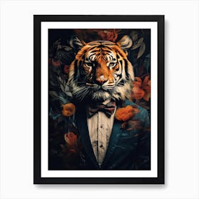 Tiger Art In Collage Art Style 2 Art Print