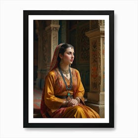 Portrait Of A Young Woman In Traditional Dress Art Print